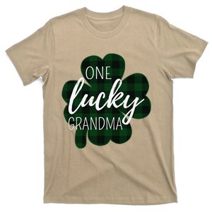 One Lucky Grandma Plaid Shamrock St Patricks Day Granny T-Shirt