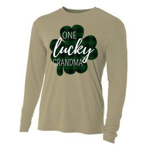 One Lucky Grandma Plaid Shamrock St Patricks Day Granny Cooling Performance Long Sleeve Crew