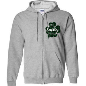 One Lucky Grandma Plaid Shamrock St Patricks Day Granny Full Zip Hoodie