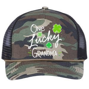 One Lucky Grandma St Patrick's Day Retro Rope Trucker Hat Cap