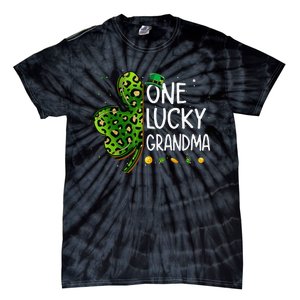 One Lucky Grandma Irish Shamrock St Patricks Day Fun Family Tie-Dye T-Shirt