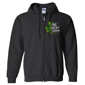 One Lucky Grandma Irish Shamrock St Patricks Day Fun Family Full Zip Hoodie