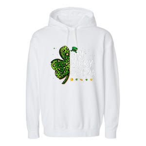 One Lucky Grandma Irish Shamrock St Patricks Day Fun Family Garment-Dyed Fleece Hoodie