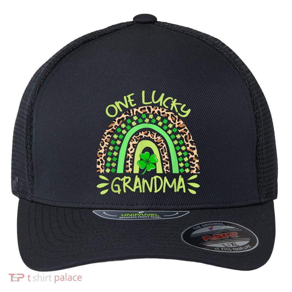 One Lucky Grandma Rainbow Vintage St. Patricks Day Flexfit Unipanel Trucker Cap