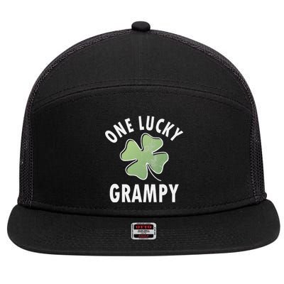 One Lucky Grampy Funny Saint Patricks Day Gift 7 Panel Mesh Trucker Snapback Hat