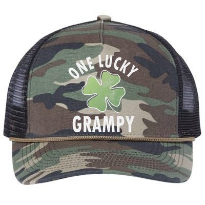 One Lucky Grampy Funny Saint Patricks Day Gift Retro Rope Trucker Hat Cap