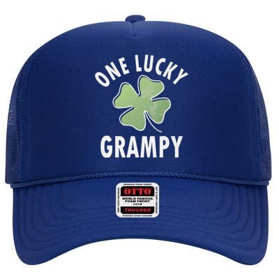 One Lucky Grampy Funny Saint Patricks Day Gift High Crown Mesh Back Trucker Hat