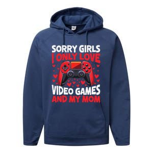 Only Love Game And My Mom Valentines Day Video Games Performance Fleece Hoodie