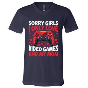 Only Love Game And My Mom Valentines Day Video Games V-Neck T-Shirt