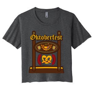 Oktoberfest Lederhosen Halloween German Women's Crop Top Tee