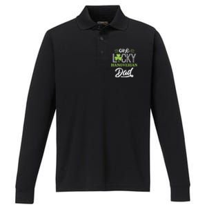 One Lucky Hanoverian Horse Dad Irish Horseback Riding Gift Performance Long Sleeve Polo