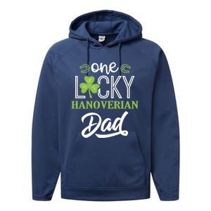 One Lucky Hanoverian Horse Dad Irish Horseback Riding Gift Performance Fleece Hoodie