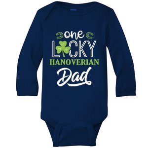 One Lucky Hanoverian Horse Dad Irish Horseback Riding Gift Baby Long Sleeve Bodysuit