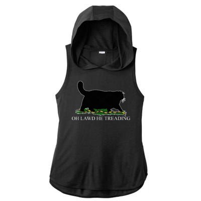 Oh Lawd He Treading Ladies PosiCharge Tri-Blend Wicking Draft Hoodie Tank