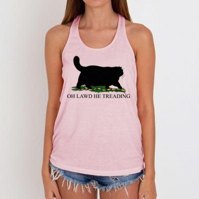 Oh Lawd He Treading Women's Knotted Racerback Tank