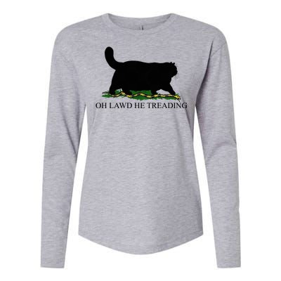 Oh Lawd He Treading Womens Cotton Relaxed Long Sleeve T-Shirt