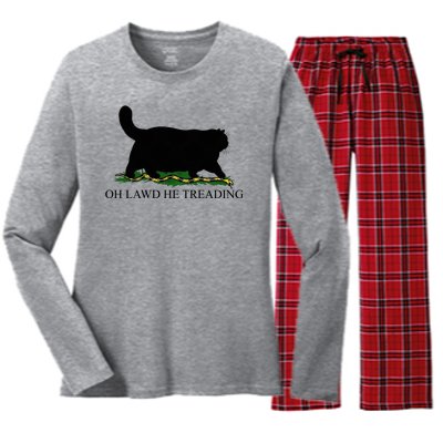 Oh Lawd He Treading Women's Long Sleeve Flannel Pajama Set 