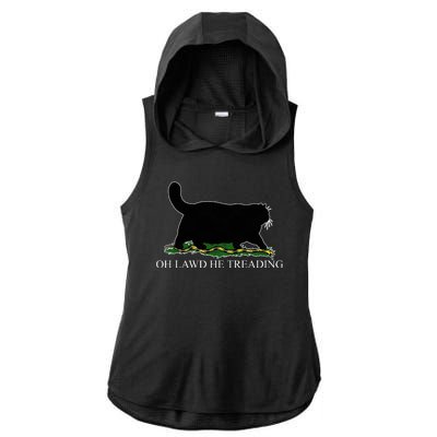 Oh Lawd He Treading Funny Cat Snake Ladies PosiCharge Tri-Blend Wicking Draft Hoodie Tank