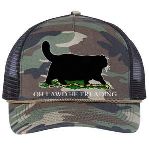 Oh Lawd He Treading Funny Cat Snake Retro Rope Trucker Hat Cap