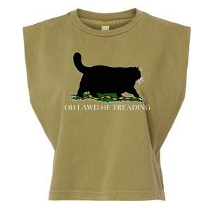 Oh Lawd He Treading Funny Cat Snake Garment-Dyed Women's Muscle Tee