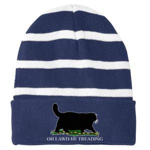 Oh Lawd He Treading Funny Cat Snake Striped Beanie with Solid Band