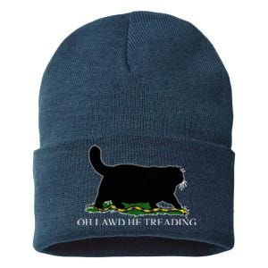 Oh Lawd He Treading Funny Cat Snake Sustainable Knit Beanie