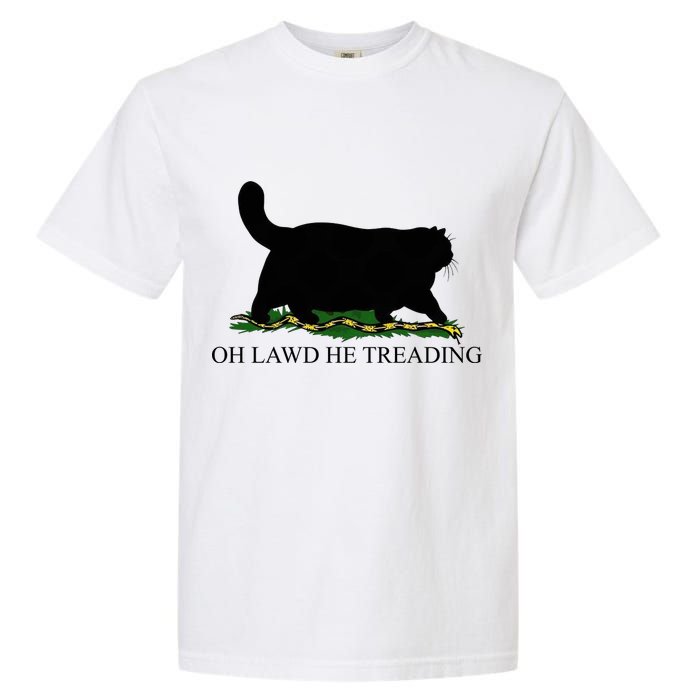 Oh Lawd He Treading Funny Cat Snake Garment-Dyed Heavyweight T-Shirt