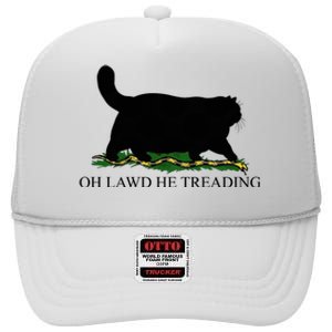 Oh Lawd He Treading Funny Cat Snake High Crown Mesh Back Trucker Hat