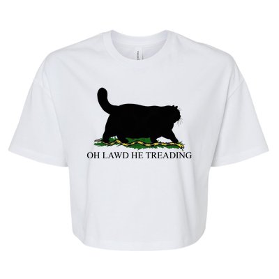 Oh Lawd He Treading Funny Cat Snake Bella+Canvas Jersey Crop Tee