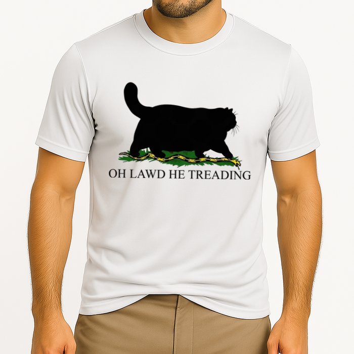 Oh Lawd He Treading Funny Cat Snake Performance Shirt