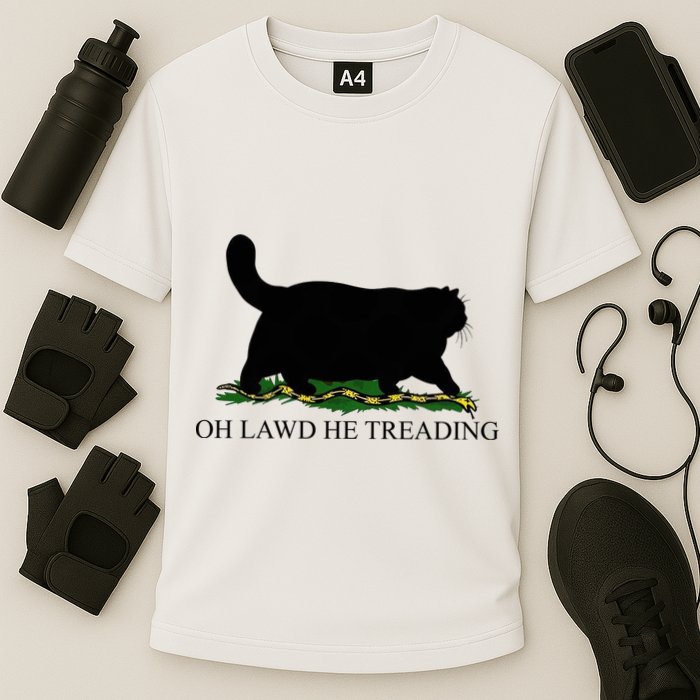 Oh Lawd He Treading Funny Cat Snake Performance Shirt