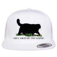 Oh Lawd He Treading Funny Cat Snake Flat Bill Trucker Hat