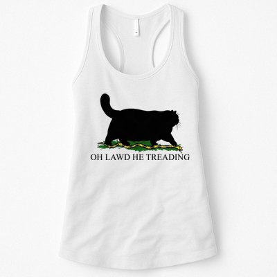 Oh Lawd He Treading Funny Cat Snake Womens Tank Top