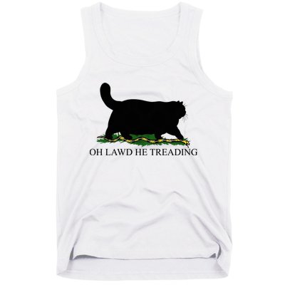 Oh Lawd He Treading Funny Cat Snake Tank Top