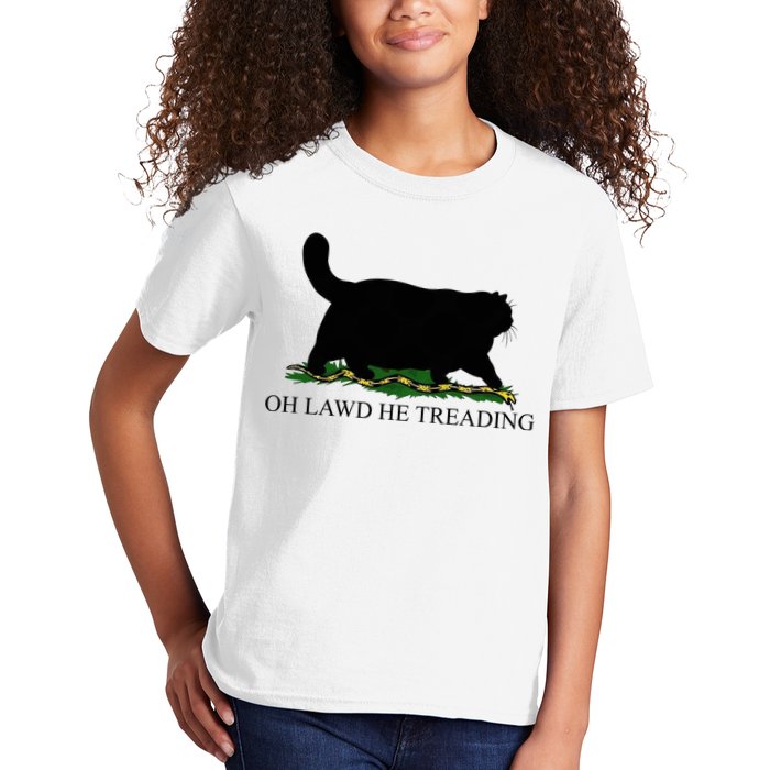 Oh Lawd He Treading Funny Cat Snake Kids T-Shirt