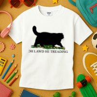 Oh Lawd He Treading Funny Cat Snake Kids T-Shirt