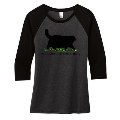 Oh Lawd He Treading Funny Cat Snake Women's Tri-Blend 3/4-Sleeve Raglan Shirt