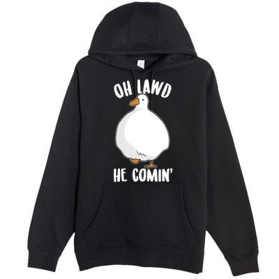 Oh Lawd He Comin Thicc Goose Meme Premium Pullover Hoodie