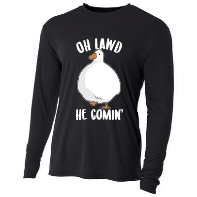 Oh Lawd He Comin Thicc Goose Meme Cooling Performance Long Sleeve Crew