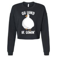 Oh Lawd He Comin Thicc Goose Meme Cropped Pullover Crew