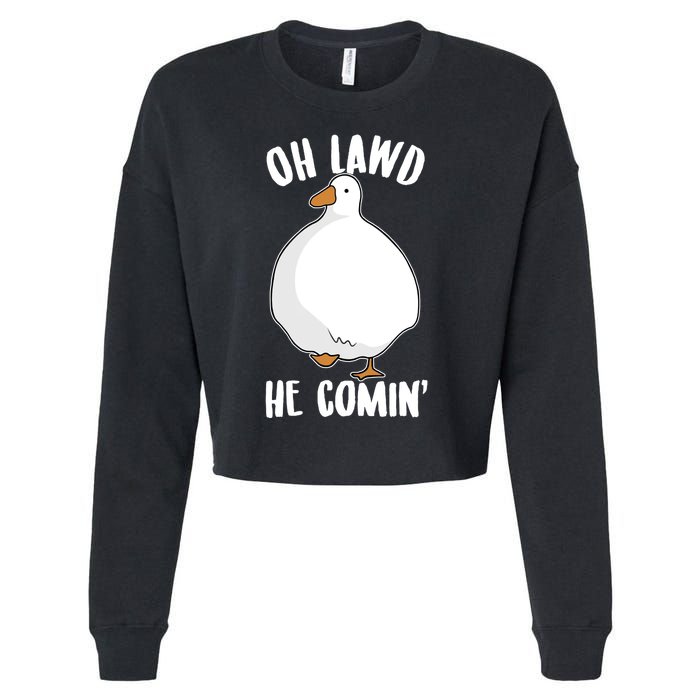Oh Lawd He Comin Thicc Goose Meme Cropped Pullover Crew