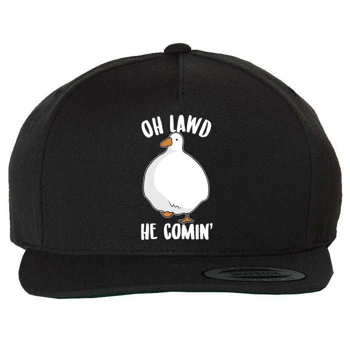 Oh Lawd He Comin Thicc Goose Meme Wool Snapback Cap