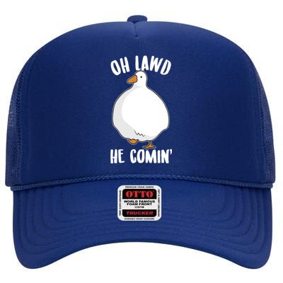 Oh Lawd He Comin Thicc Goose Meme High Crown Mesh Back Trucker Hat