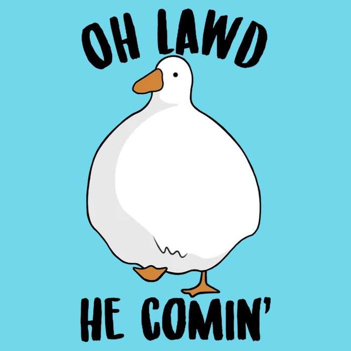Oh Lawd He Comin Thicc Goose Meme Button