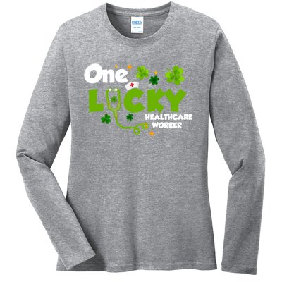 One Lucky Healthcare Worker Funny St Patricks Day Nurse Cute Gift Ladies Long Sleeve Shirt