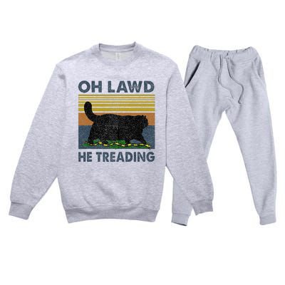 Oh Lawd He Treading Premium Crewneck Sweatsuit Set