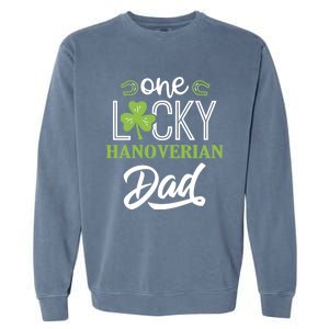 One Lucky Hanoverian Horse Dad Irish Horseback Riding Gift Garment-Dyed Sweatshirt