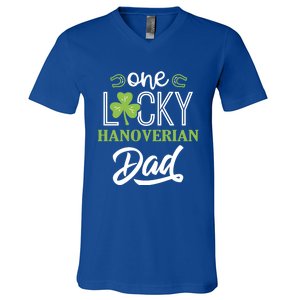 One Lucky Hanoverian Horse Dad Irish Horseback Riding Gift V-Neck T-Shirt