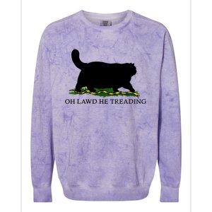 Oh Lawd He Treading Black Cat Colorblast Crewneck Sweatshirt