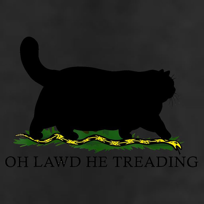 Oh Lawd He Treading Black Cat 7 Panel Mesh Trucker Snapback Hat